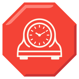 stop sign and mantelpiece clock