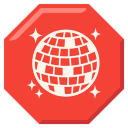 stop sign and mirror ball