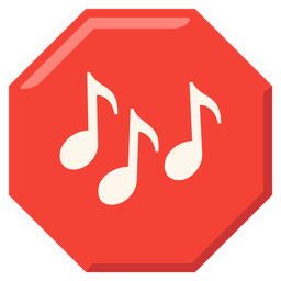 stop sign and musical notes