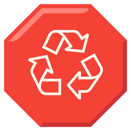 stop sign and recycling symbol