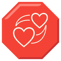 stop sign and revolving hearts