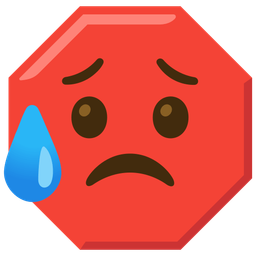 stop sign and sad but relieved face