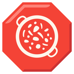 stop sign and shallow pan of food