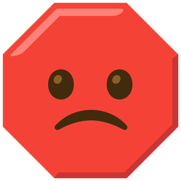 stop sign and slightly frowning face