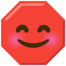 Stop sign and Smiling face with smiling eyes