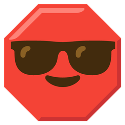 stop sign and smiling face with sunglasses