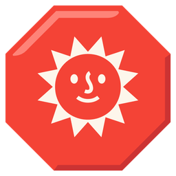 stop sign and sun with face