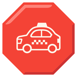 stop sign and taxi