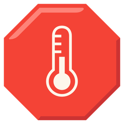 stop sign and thermometer