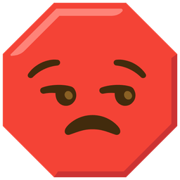 stop sign and unamused face