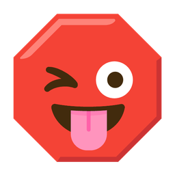 Stop sign and Winking face with tongue