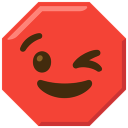 Stop sign and Winking face