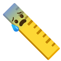 straight ruler and anxious face with sweat