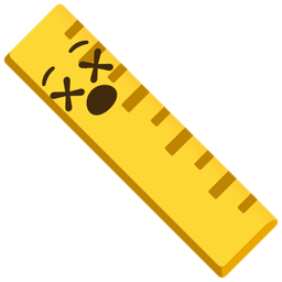 straight ruler and face with crossed-out eyes