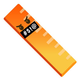 straight ruler and face with symbols on mouth