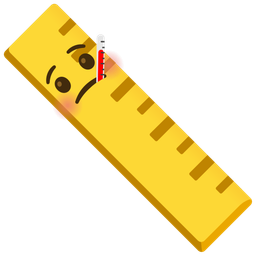 straight ruler and face with thermometer