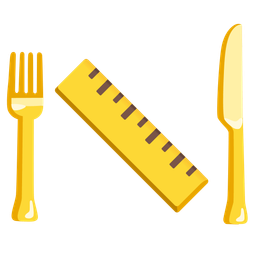 straight ruler and fork and knife with plate