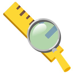 straight ruler and magnifying glass tilted right