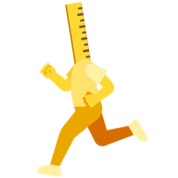 straight ruler and running shoe