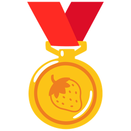 strawberry and 1st place medal