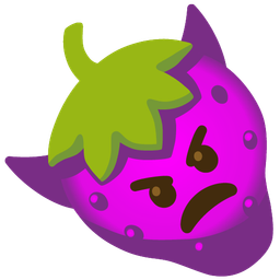 strawberry and angry face with horns