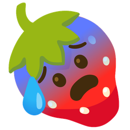 strawberry and anxious face with sweat