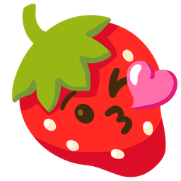 Strawberry and Face blowing a kiss