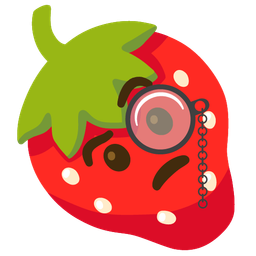 strawberry and face with monocle