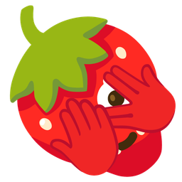 strawberry and face with peeking eye