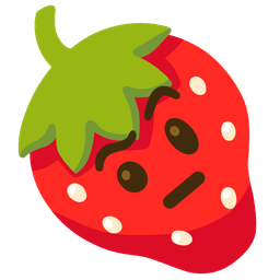strawberry and face with raised eyebrow