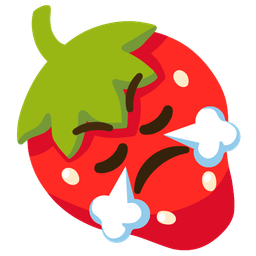 strawberry and face with steam from nose