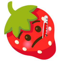 strawberry and face with thermometer