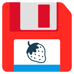 strawberry and floppy disk