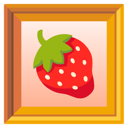 strawberry and framed picture