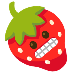 strawberry and grimacing face