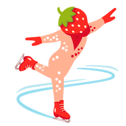 strawberry and ice skate