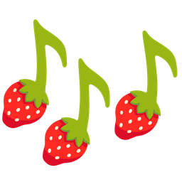 strawberry and musical notes