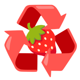 strawberry and recycling symbol