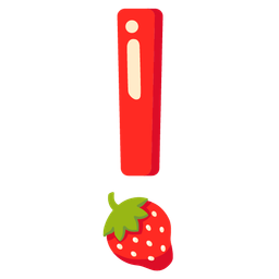 strawberry and red exclamation mark