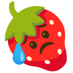 strawberry and sad but relieved face