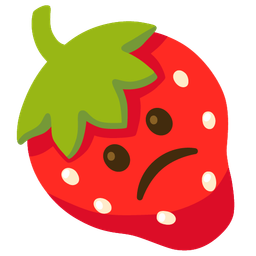 strawberry and slightly frowning face