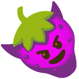 strawberry and smiling face with horns