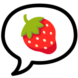 strawberry and speech balloon