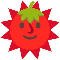 strawberry and sun with face