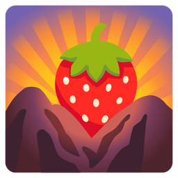 strawberry and sunrise over mountains