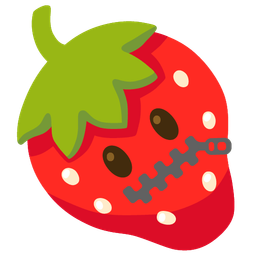strawberry and zipper-mouth face
