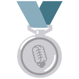 studio microphone and 2nd place medal