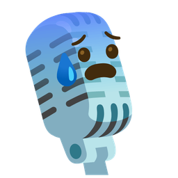 studio microphone and anxious face with sweat