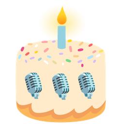 studio microphone and birthday cake