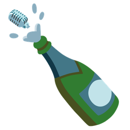 studio microphone and bottle with popping cork